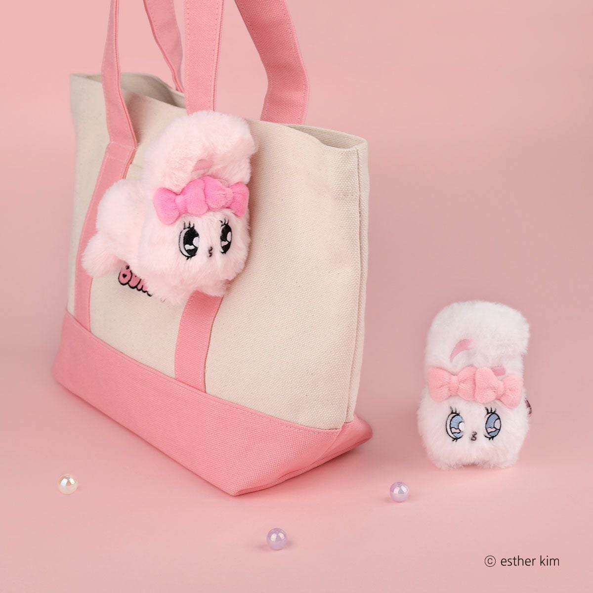 エスターバニー　リボンバニー　クリームバニー　ぬいぐるみL 寝そべり　3点　#1 クリームバニー 寝そべりマスコット | エスターバニーオンラインショップ