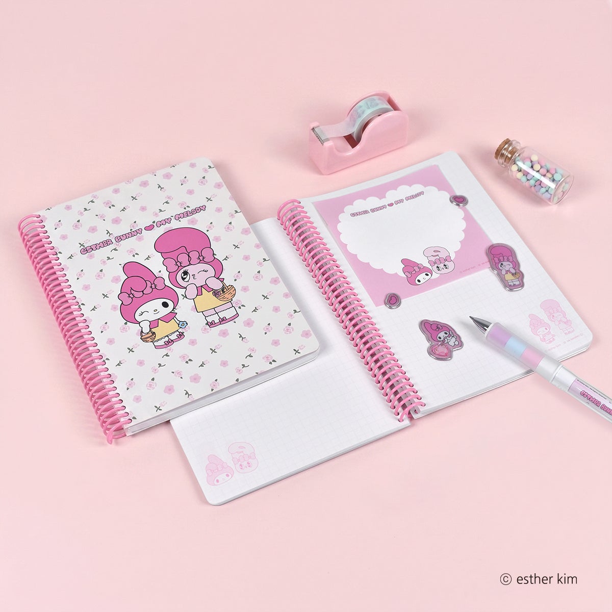 エスターバニー×マイメロディ リングノート B6 ピンク | エスター