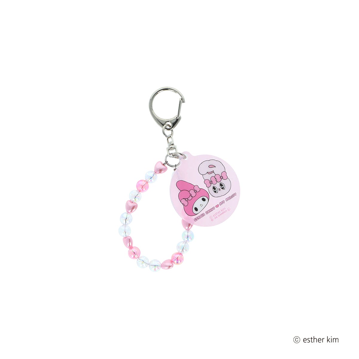 エスターバニー×マイメロディ ビーズ付きアクリルキーホルダー ピンク