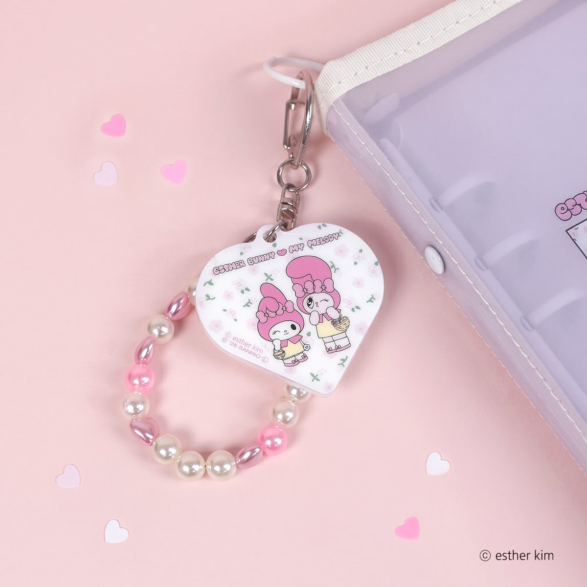 エスターバニー×マイメロディ ビーズ付きアクリルキーホルダー